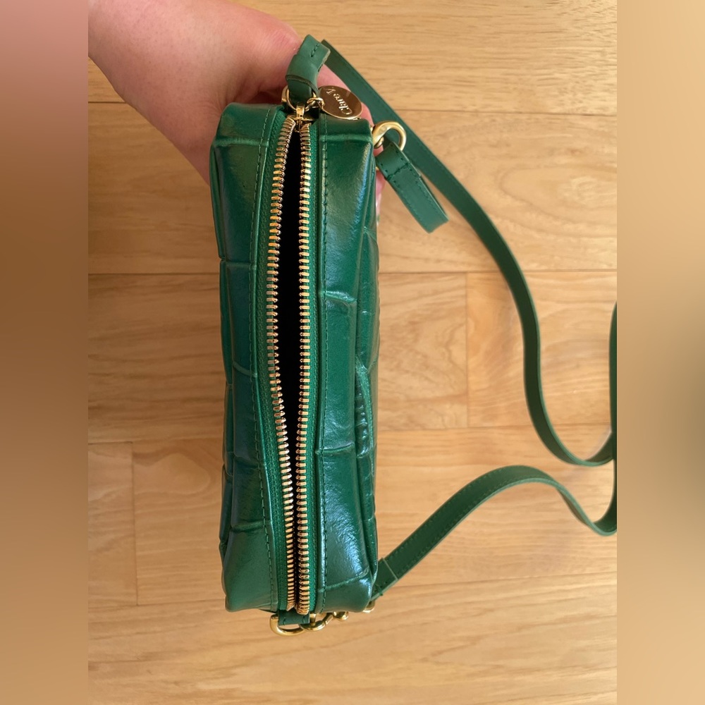 Clare V Green Croc-Embossed Leather Crossbody Bag - Picture 8 of 10